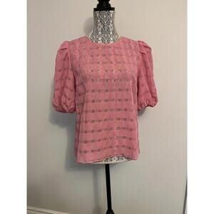 English Factory pink checkered blouse NWT M